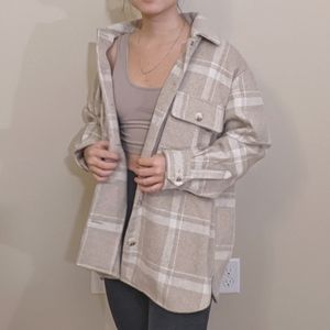 MANGO plaid shirt jacket NWT